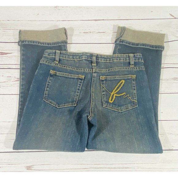 Bisou Bisou Denim - BISOU BISOU Jeans Womens Sz 4 Denim Cuffed Capris Rolled Hem Tinted Wash